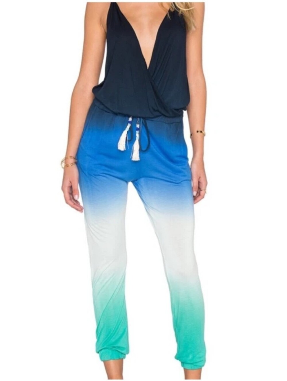 Young Fabulous & Broke Ombre Drawstring Joggers - Navy to Teal